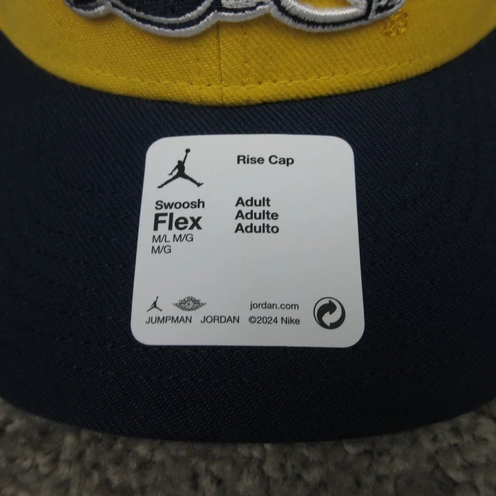 Michigan Wolverines Hat Cap Mens Fitted Medium Large Yellow Helmet Logo Jordan